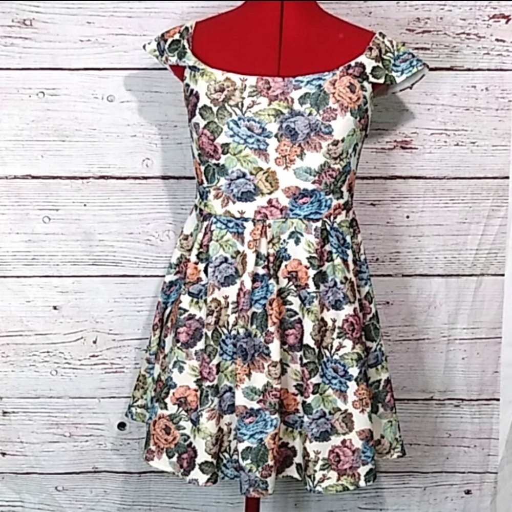 A'gaci Floral Stretch Dress Sz L
